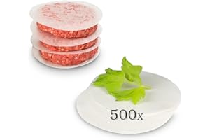 Belmalia ► 500 Feuilles ◄ de Papier Sulfurisé, Papier Cuisson Rond pour Parfaits Burgers, Hamburgers, Cheeseburgers, Fricadelles, Boulettes, Poêle, Barbecue, Anti-adhérent, Sulfurisé, 11cm