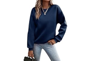 Minetom Pullover Damen Sweatshirt Farbblock Langarm Rundhals Pulli Herbst Winter Frauen Locker Casual Oberteil Sport Streetwear Sweatshirts ohne Kapuze Langarmshirt