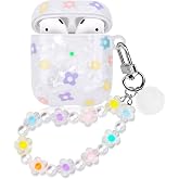 Compatible with AirPods Case Airpods 2 Case Apple Airpods 2 & 1 Protective Case for Girls Women [LED Visible on the Front] Small Flower