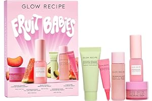 Glow Recipe Fruit Babies Skincare Kit - Set de regalo con limpiador facial de ceramida, tóner BHA, crema para ojos con vitamina C, crema de ácido hialurónico y gotas de rocío de niacinamida (5 unidade