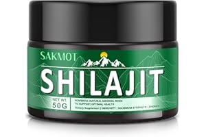 SAKMOT Shilajit Resin-50g Gold Grade Natural Himalayan Shilajit Resin, High Levels of Fulvic Acid & Humic Acid & 85+ Trace Minerals, Supports Energy and Immunity (Green)