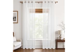 MRTREES Tende per interni Voile Semi Trasparenti Bianche 2 Pezzi con Occhielli 140x260 CM Tenda a Panello Tende Leggere Morbida per Camera da Letto e Soggiorno Finestra Moderne