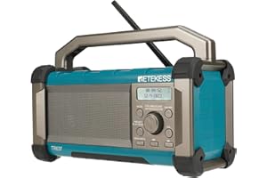 Retekess TR637 Radio da Cantiere,Radio FM AM Portatile con Wireless,con Batteria Ricaricabile da 5000mAh,Impermeabile,USB,Manico Portatile,Lavoro