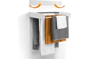 Urban Nouk Stendibiancheria – Montaggio a parete – Retrattile – Stendibiancheria pieghevole per interni o esterni – Salvaspazio, design compatto e sottile (70 cm bianco)