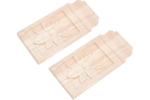 SUPERFINDINGS 2pcs 160x80x7.5mm Wood Carved Applique Frame Onlay Unpainted Furniture Decoration Rectangle Pattern for Home Door Cabinet Decoration