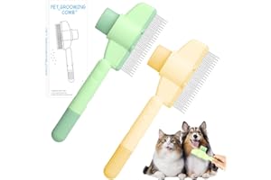 TOGETDREAM 2 Stück Selbstreinigender Flohkamm, Haustierkämme für Katzen, Bürste Selbstreinigende Haustierbürste, Katzen Bürste, Haustierkamm für Alle Felltypen, Entfilzt Knoten & Entfernt Flöhe Sanft Hunde