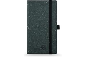 EU POPRUN Kalendarz Tygodniowy Kieszonkowy 2025, 16,5 x 9 cm, Twarda Okładka z Płótna PU, Papier Wyprodukowany z Materiałów Odnawialnych, Papier 80 gsm, Czarny szary