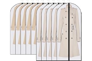 Housses de Vêtements Transparentes, Ouinne Lot de 10 Housses Anti-Poussière Protégez vos Vêtements avec Les Housses de Rangement pour une Penderie de Vêtements Bien Rangée, 60×120/140cm (Noir)