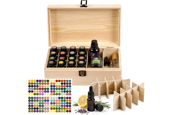 Holzsammlung Boîte de Rangement en Bois pour Huiles Essentielles, Boîte d’Huile Aromathérapie de Stockage Organisateur pour 36 Bouteilles, Étui de Transport pour Voyage, Présentation, Vernis à Ongles