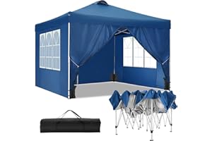 TOOLUCK Barnum Pliant 3x3m Tonnelle Pliante 3x3 Tonnelle de Jardin Imperméable Professionnel Tente Reception avec 4 Côtés, Sacs de Sable, Air Évents, Bleu