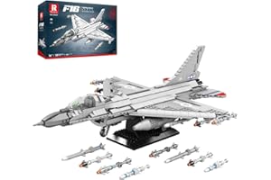 Reobrix Jeux Construction d'avion Chasse F-16, Maquette Chasseur Militaire, Jeu Construction de l'armée de l'air, d'avion de Combat Falcon, Cadeaux pour Les Fans d'armée, Enfants 14+, 1377PCS