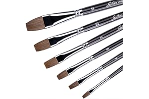 golden maple Brand Brush-Flat Red Sable Hair-Artist's Painting Supplies Crafts Paintbrushes Set 6pcs/Set-Long Birch Wooden Handle-Oil,Acrylic,Watercolor Paints Set by