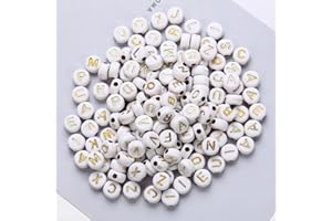 YMJD 450pcs Perles Lettres Or KIT-12 par Lettre, 352 Perles Lettres Acrylique Perle Alphabet Plate Lettre+100 Perles de Cœur Étoile Lune Fleur pour DIY Bijoux, Bracelets Colliers Bagues Artisanat