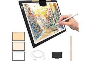 WINNIW Lampenständer A4, kabellose Leuchtbox mit Ständer und oberem Magnetclip, 3 Farbtemperaturen, stufenlos dimmbare wiederaufladbare Leuchttafel für Diamantmalerei, Skizzieren