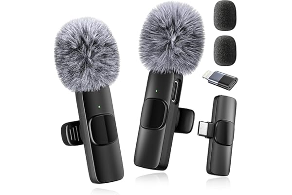 voijump Mini Mic Pro - Micrófono inalámbrico para iPhone, iPad y Android (Paquete de 2) - Micrófono de Solapa con USB-C para grabación de Video, entrevistas, podcasts, Vlogs, ASMR, TikTok y Youtube