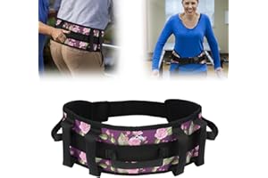 supregear Cinturón de Marcha - Ayuda de Transferencia Antideslizante con 7 Asas y Hebilla de Liberación Rápida, Ideal para Cuidado de Personas Mayores, Floral Púrpura