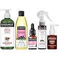 Soulflower Rosemary Healthy Hair Growth Regime | Rosemary Essential Oil, Rosemary Hair Oil, Onion Biotin Shampoo, Redensyl Hair Growth Serum, Rosemary Water for Hair Fall Control - Pack of 5 (670ml)