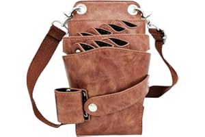 ‎DHONGF Friseurtasche Werkzeugtasche leder Friseur Taschen Friseur tasche Kamm tasche Friseur Schultergürtel Tasche Friseur Scheren Haarspangen Kämme Sprühflasche usw kann platziert werden 252 Braun