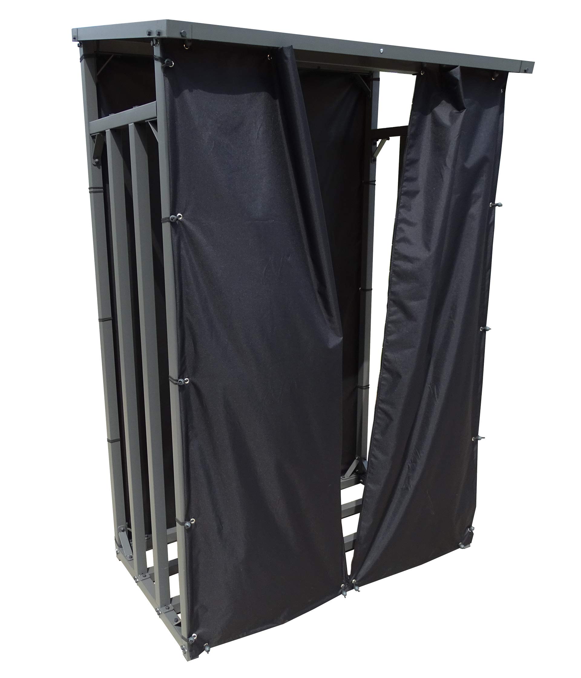 QUICK STAR Metall Kaminholzregal Anthrazit 130 x 70 x 185 cm Garten Kaminholzunterstand 1,6 m³ Stapelhilfe Aussen mit Wetterschutz Schwarz – Bild 6