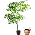 YSOAE Artificial Plant, Artificial Trees, Artificial Bamboo Tree, Fake Greenery Plant, Indoor Outdoor Fake Potted Tree with Natural Wood Trunk, Decoration Large Fake Tree Landscaping (150cm,Nandina)