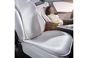 TOPABYTE Funda de Asiento de Ajuste Personalizado para Tesla Model Y 2020-2024 Juego de Almohadillas Protectoras de Cojín de Asiento Delantero y Trasero, Blanco (Sin Logo)