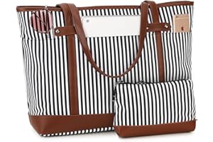 RAVUO Borsa Lavoro Donna, Resistente All'acqua Borse Tote 15,6 Pollici Laptop Grande Borsa Tracolla Borse Insegnante con Custodia Piccola Portatile (Marrone)