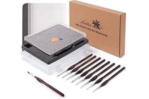 golden maple Tavolozza bagnata per pittura in miniatura – Wet Palette per pittura acrilica Set con 9 pennelli in miniatura, 50 fogli per pallet, 2 spugne, 1 porta pennelli e 1 ciotola in spugna