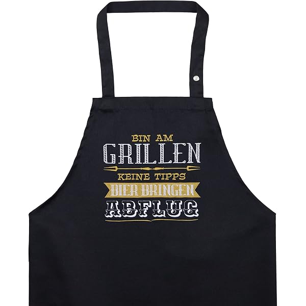 Lustige Grillschürze – Schwarz – 74x65 Cm – Mit 2 Taschen – Verstellbares Nackenband – Geschenk Für Männer, Väter & Ehemänner