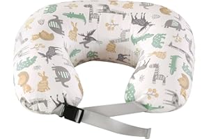 JOVELL Cuscino Allattamento, Cuscino di Supporto Ergonomico per l'Allattamento per la Mamma, Cuscini Originali di Taglia Plus con Cinturino alla Vita e Fodera in Cotone Rimovibile (Animale)