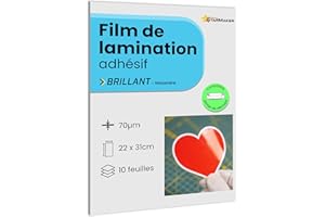 STARMAKER 10 feuilles A4 22 x 31cm Film de lamination à froid BRILLANT - Feuilles de plastification Laminé auto-adhésif pour photo et autocollants - Compatible plotter de découpe