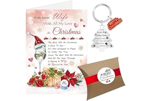 POPMANKO Wife Christmas Card, Christmas Card Xmas Card from Husband, Luxury Merry Christmas Cards Keyring Gifts for Her with Gift Box Envelope (Wife)