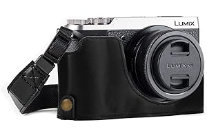 MegaGear Ever Ready MG972 - Funda de Piel con Correa para cámara Panasonic Lumix DMC-GX85 y GX80, Color Negro