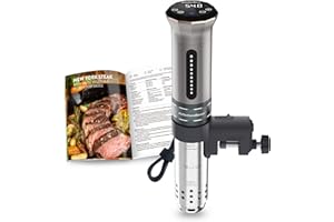 KitchenBoss Cuiseur Sous Vide Termoplongeur Sous-Vide 1100W: IPX7 étanche, 20 Programmes de Recettes,écran LCD, Moteur sans Balai CC Ultra-silencieux G300/Plata Argenté