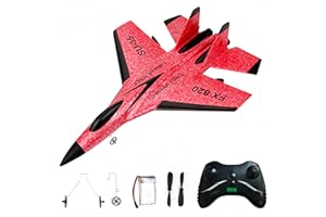 Voulliy RC Plane Remote Control Airplane 2CH 2.4G Remote Control Ready, EPP Foam RC Model Fighter Jet Aircraft for Beginner, Foam Airplane Toys,Easy for Adults and Kids (Red/B)