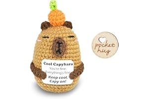Ben & Bel Handmade Crochet Capybara with Wooden Pocket Hug Token Gift Box, Emotional Support Crochet Animal, Uplifting Encouragement and Stress Relief Gifts for Family, Friends, and Loved Ones