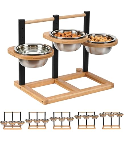 Navaris verhoogde voerbakset met standaard - 3 keramische voerbakken met metalen houder - Voor hond of kat - 10,5 cm hoog in donkergrijs Navaris verhoogde voerbakset met standaard - 3 keramische voerbakken met metalen houder - Voor hond of kat - 10,5 cm hoog in donkergrijs