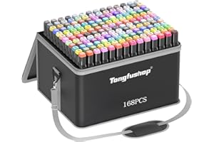 Tongfushop 168+2 Feutre a Alcool, Séchage sûr et Rapide Feutres Coloriage Adulte, Marqueurs de Dessin avec Sac en Tissu Portable et Base, pour Artistes et Adultes à Colorier