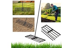 Anwicar Garten Rasen Rakel Edelstahl 90x30 cm & 150 cm Stiel - Robuster Nivellierrechen für gleichmäßige Rasenpflege - Rasen-Nivellierharke & Rasenglätter für Garten & Sportplätze