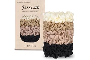 JessLab Lyxiga satinhårsnoddar, Skadefria hårband för sömn, Ultraskonsamma för alla hårtyper, 10-pack