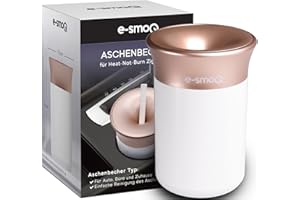 [4 Farben] e-smoQ Geruchsdichter Aschenbecher für Tabak Sticks, Zubehör für Auto mit Deckel, Ashtray kompatibel mit Iqos Heets & Terea (weiß/gold)