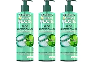 Garnier Tratamiento Capilar Hidratante Fructis Aloe Secado al Aire para Pelo Normal, Largo con Alore vera y Glicerina vegetal, 3 x 400 ml