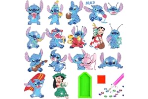 LGZIN 5D Kit de Pintura Diamond Painting para Niños, 16 Piezas Pegatinas de Diamond Painting, Pintura de Diamantes Pegatinas Mosaicos, Pintura Diamante Niños y Adultos Principiantes