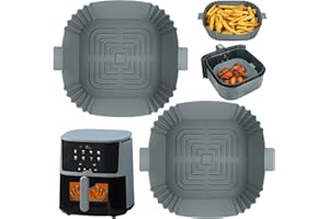 GINOYA Silikonform für Russell Hobbs Heißluftfritteuse 4L, 16.3cm (Außen: 20cm) Quadratische Airfryer Einsatz Silikon für 3,5L-5,5L Fritteusen, 2 Stück Zubehör mit Ninja,COSORI,Philips,Tefal Airfryer