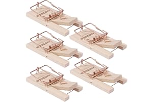 ARTECSIS 5er Set Mausefallen aus Holz, Schnappfalle, Schlagfalle zur Mäusebekämpfung, wiederverwendbar, hohe Schlagkraft
