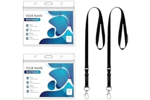 Fhlbestyu 1/2 PCS Porte Badge Cordon Tour de Cou avec Porte-cartes, Porte Carte Tour de Cou Transparent et Etanche, Porte Clés Carte de Travail, Carte D'étudiant, Lanière de Bureau