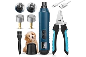 GlasFlength Coupe Griffes Chien et Lime Ongle Chien, 5 Vitesses Lime a Ongle Electrique pour Chien avec 2 Lumières LED Professionnel Rechargeable Coupe Griffe Chats Chiens de Grande Moyenne et Petite