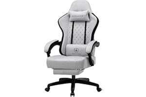 GTPLAYER Silla de Gaming, Silla de Oficina con Cojín con Muelles Ensacados, Reposapiés y Reposapiés articulados, Silla de ordenador Ergonómica con Respaldo Alto con Soporte Lumbar FG