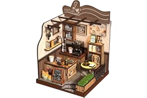 BATTREVO DIY LANDCAFÉ Mini-Haus, kit Book Nook pour Adultes, Puzzle en Bois, étagère DIY, Cadeaux décoratifs, Cadeaux d'anniversaire et de Noël