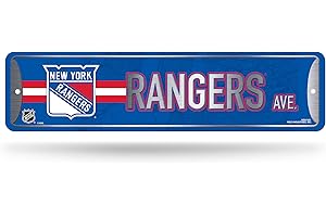Rico Industries NHL New York Rangers - Letrero de metal (4 x 15 pulgadas), ideal para decoración de la cueva del hogar, dormitorio, hombre