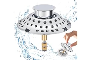 Auauraintt tappo per vasca 2 in 1 con filtro per capelli, con design di filtrazione, filtro di scarico per vasca da bagno, tappo per vasca regolabile in altezza in ottone